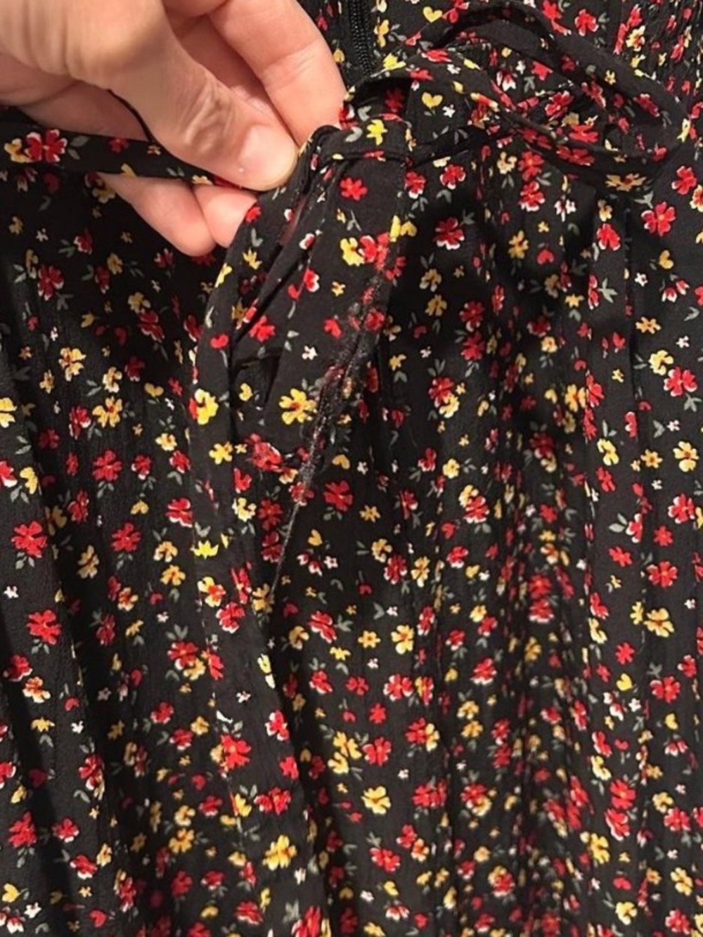 Vintage Black Ditsy Floral Dress Cottagecore Prairie Y2K Maxi Dress - Picture 6 of 8